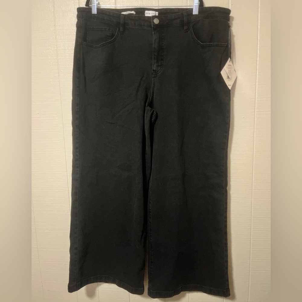 Ava & Viv wide leg stretch black pants size 20